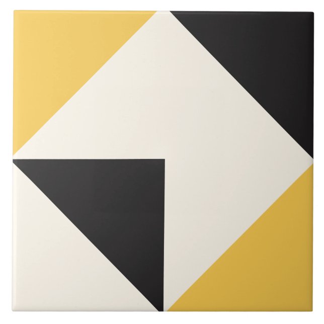 Gelbe moderne geometrische Form Muster Fliese (Vorderseite)