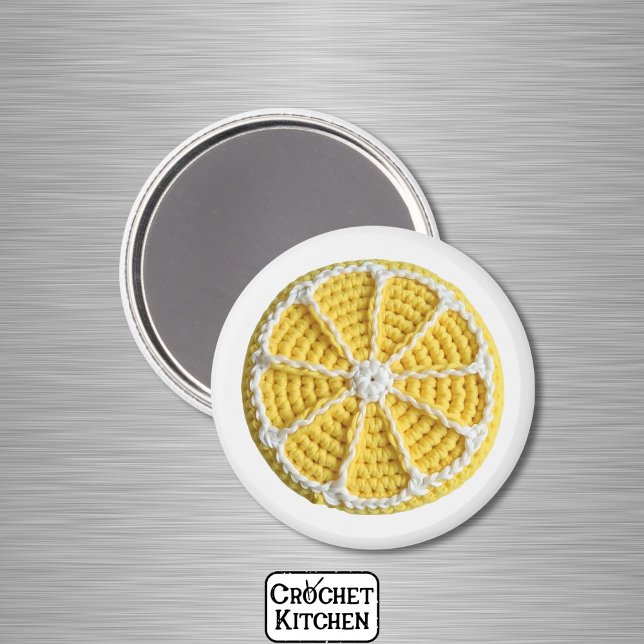 Gelbe Moderne Minimal Frische Crochet Lemon Slice Magnet (Von Creator hochgeladen)