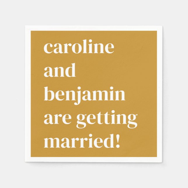 Gelbe moderne, Minimalistische, fette Hochzeit Serviette (Vorderseite)