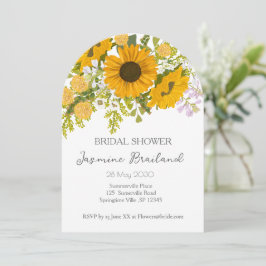 Gelbe moderne Sonnenblumen Bouquet-Brautparty Einladung