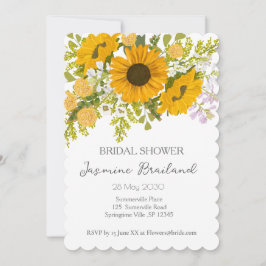 Gelbe moderne Sonnenblumen Bouquet-Brautparty Einladung