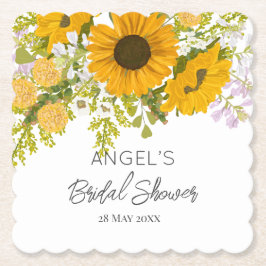 Gelbe moderne Sonnenblumen Bouquet-Brautparty Untersetzer