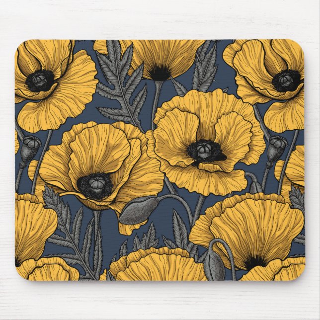 Gelbe Mohn auf der Marine Mousepad (Vorne)