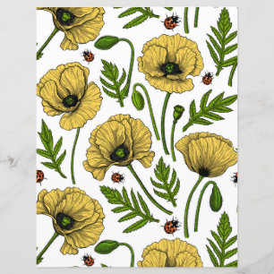 Gelbe Mohn und Ladybugs