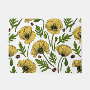 Gelbe Mohn und Ladybugs Fußmatte