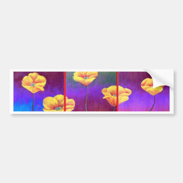 Gelbe Mohnblumen-Blumen-Malerei - multi Autoaufkleber (Vorne)