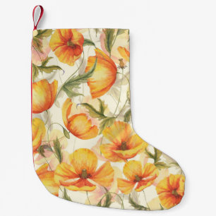 Gelbe Mohnblumen: handgezeichnetes Wasserfarbmuste Kleiner Weihnachtsstrumpf