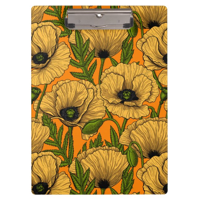 Gelbe Mohnblumen Klemmbrett (Vorderseite)