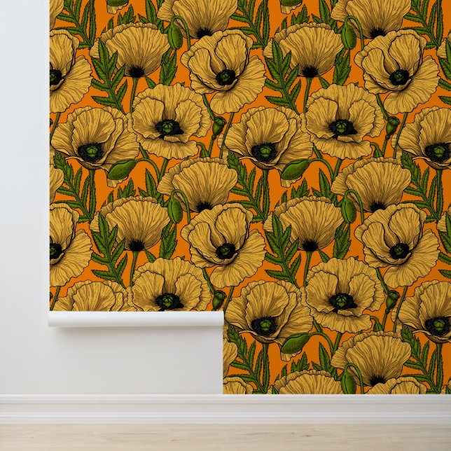 Gelbe Mohnblumen Tapete (Anwendung)