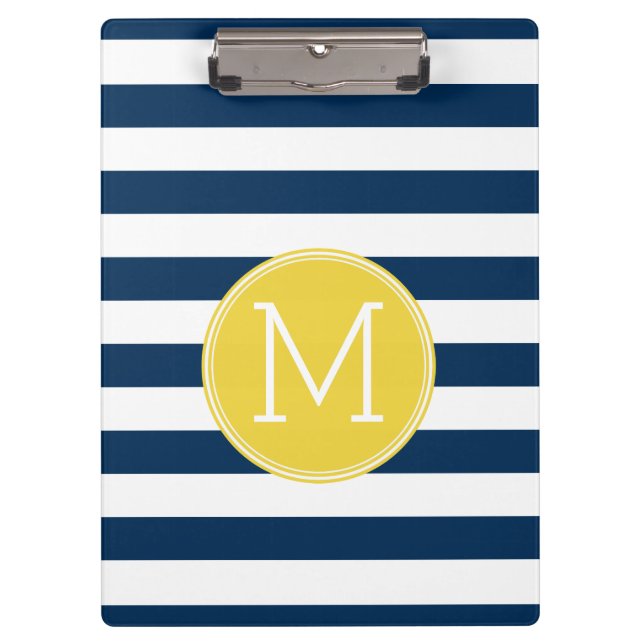 Gelbe Monografie der Navy und des White Stripes Klemmbrett (Vorderseite)