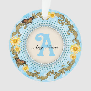 Gelbe Monogramm-Daisy Ornament