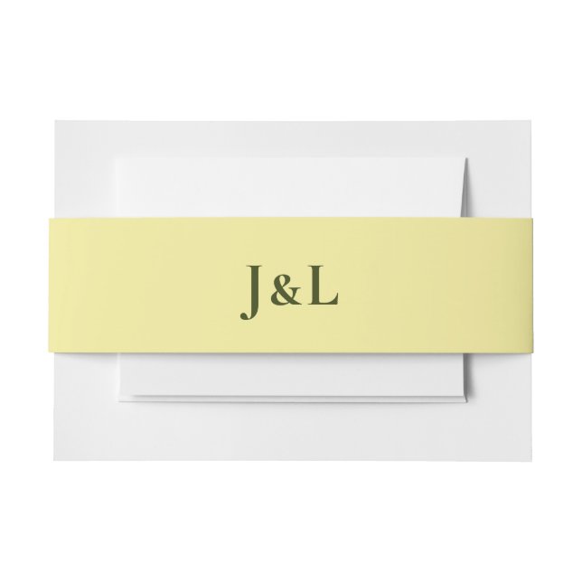 Gelbe Monogramm Hochzeitsband Bauchband Einladungsbanderole (Vorderseite Beispiel)