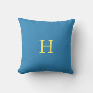 Gelbe Monogramm in Aquamarin blauem Blau Kissen