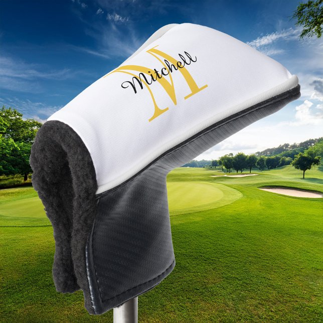Gelbe Monogramm Initial und Name Personalisiert Golf Headcover (Von Creator hochgeladen)