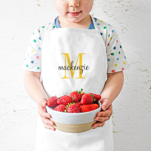 Gelbe Monogramm Initial und Name Personalisiert Kinderschürze