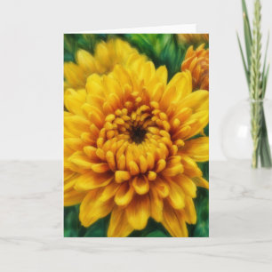 Gelbe Mum-Blumen-Blumenkunst-Leerkarte Karte