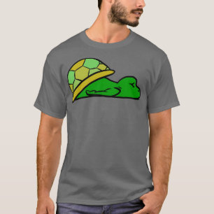 Gelbe Muschel mit ermüdeter Schildkröte T-Shirt