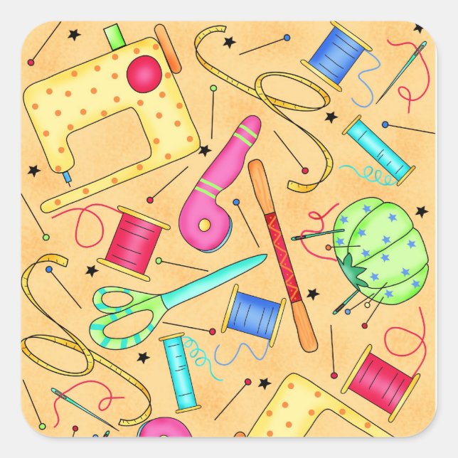 Gelbe Nähbegriffe: Art Sticker (Vorderseite)