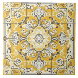 Gelbe Nahtlose Portugiesische Keramik Tile Fliese