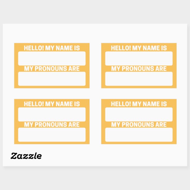 Gelbe Namen und Pronoun Labels Rechteckiger Aufkleber (Blatt)