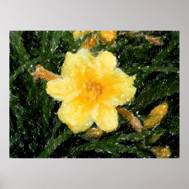 Gelbe Narzisse Blume abstrakte Originalkunst Poster (Vorne)
