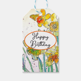 Gelbe Narzisse Narzissen Blume Aquarell Geschenkanhänger