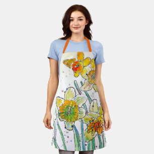 Gelbe Narzisse Narzissen Blume floral Aquarell Schürze