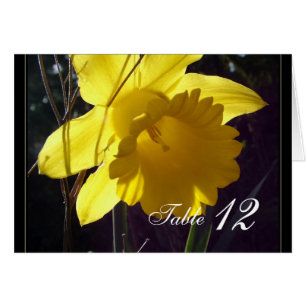 Gelbe Narzissen-Blumen-Dinner-Tischnummernkarte.