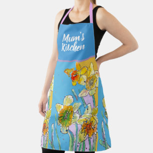 Gelbe Narzissen Blumen Floral Blüten Aquarell Schürze