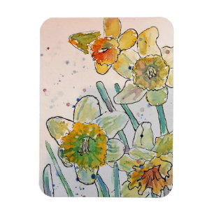 Gelbe Narzissen-Blumen-Watercolor-Magnet Magnet