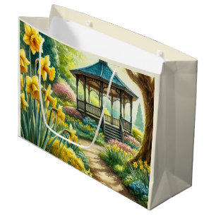 Gelbe Narzissen und Pavillon-Blumengeschenktüte Große Geschenktüte