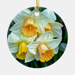 Gelbe Narzissenblumen Keramikornament