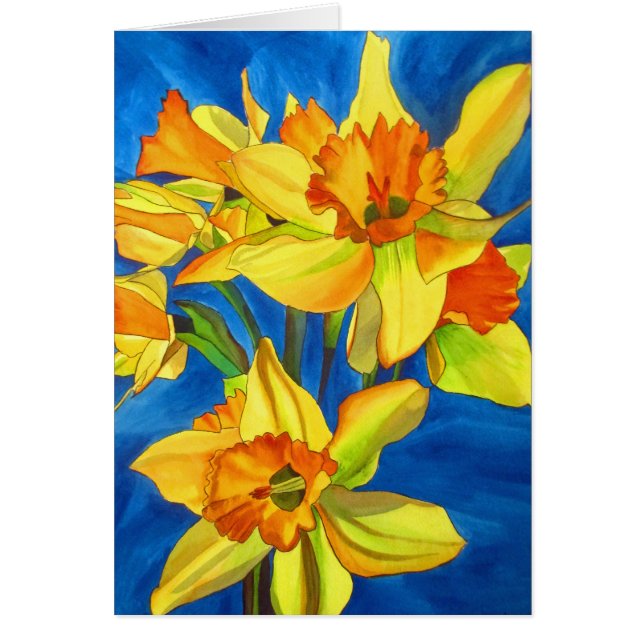 Gelbe Narzissennarzissen-Blumen Watercolorkunst (Vorne)