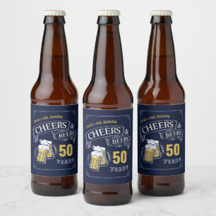 Gelbe Navy-Cheers und Biere jeden Alters Geburtsta Bierflaschenetikett