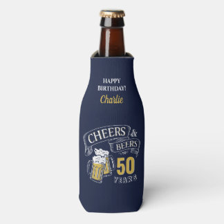Gelbe Navy-Cheers und Biere jeden Alters Geburtsta Flaschenkühler