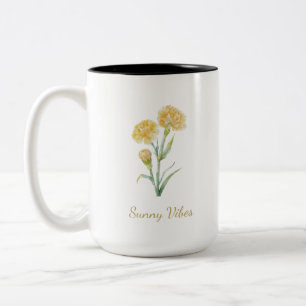 Gelbe Nelke Botanisches Aquarell Benutzerdefiniert Zweifarbige Tasse