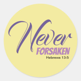 Gelbe NIE FORSAKEN-Schrift Hebräische Christlich Runder Aufkleber