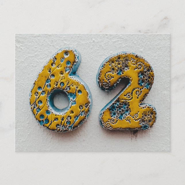 Gelbe Nummer 62 Postkarte (Vorderseite)