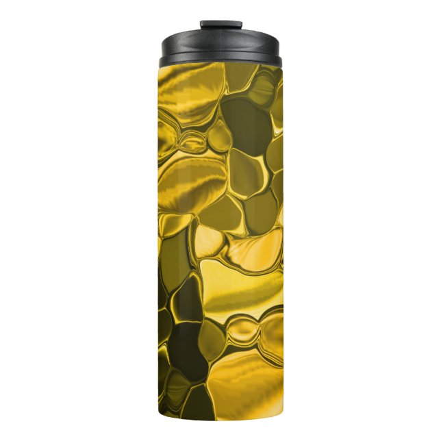 Gelbe oder goldene Farbstücke sehen aus wie golden Thermosbecher (Vorderseite)