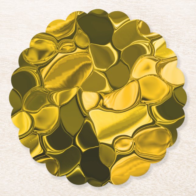 Gelbe oder goldene Farbstücke sehen aus wie golden Untersetzer (Vorderseite)