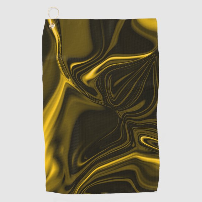 Gelbe oder goldene Kurven in braunem Bild Golfhandtuch (Vorderseite)