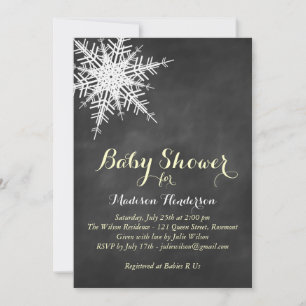 Gelbe Offset Snowflake Baby Duschkabine Einladung