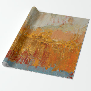Gelbe Ölgemälde auf Leinwand. Originelles abstrakt Geschenkpapier