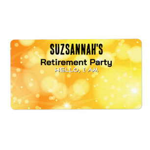 Gelbe & orange Bokeh-Papier-Name-Tags