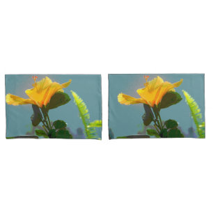 Gelbe Orange Hibiskusblüte Kissenbezug