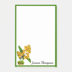 Gelbe Orange Orchideenblume Post-It Notes Klebezettel