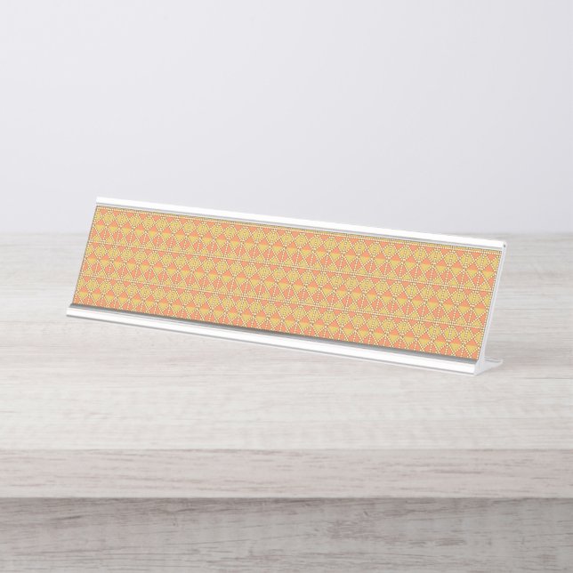 Gelbe, orangefarbene und braune Packpapiere Schreibtischnamensplakette (Vorderseite )