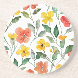 Gelbe Orangenblumen Getränkeuntersetzer