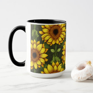 Gelbe Orangenblüte mit Grün und Braun Tasse