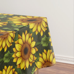 Gelbe Orangenblüte mit Grün und Braun Tischdecke